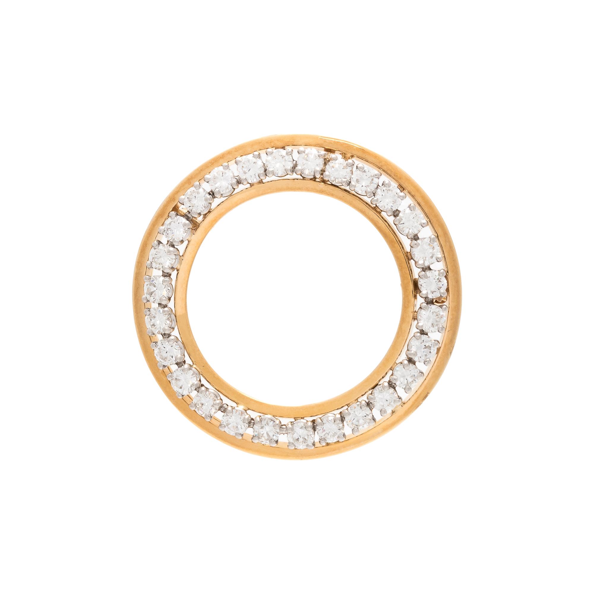 YELLOW GOLD AND DIAMOND CIRCLE BROOCH