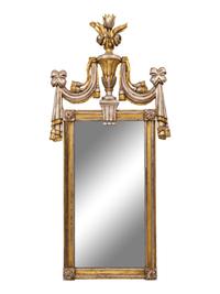 An Italian Neoclassical Silvered and Giltwood Mirror