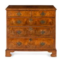 A George I Figured Walnut Veneered Chest of Drawers