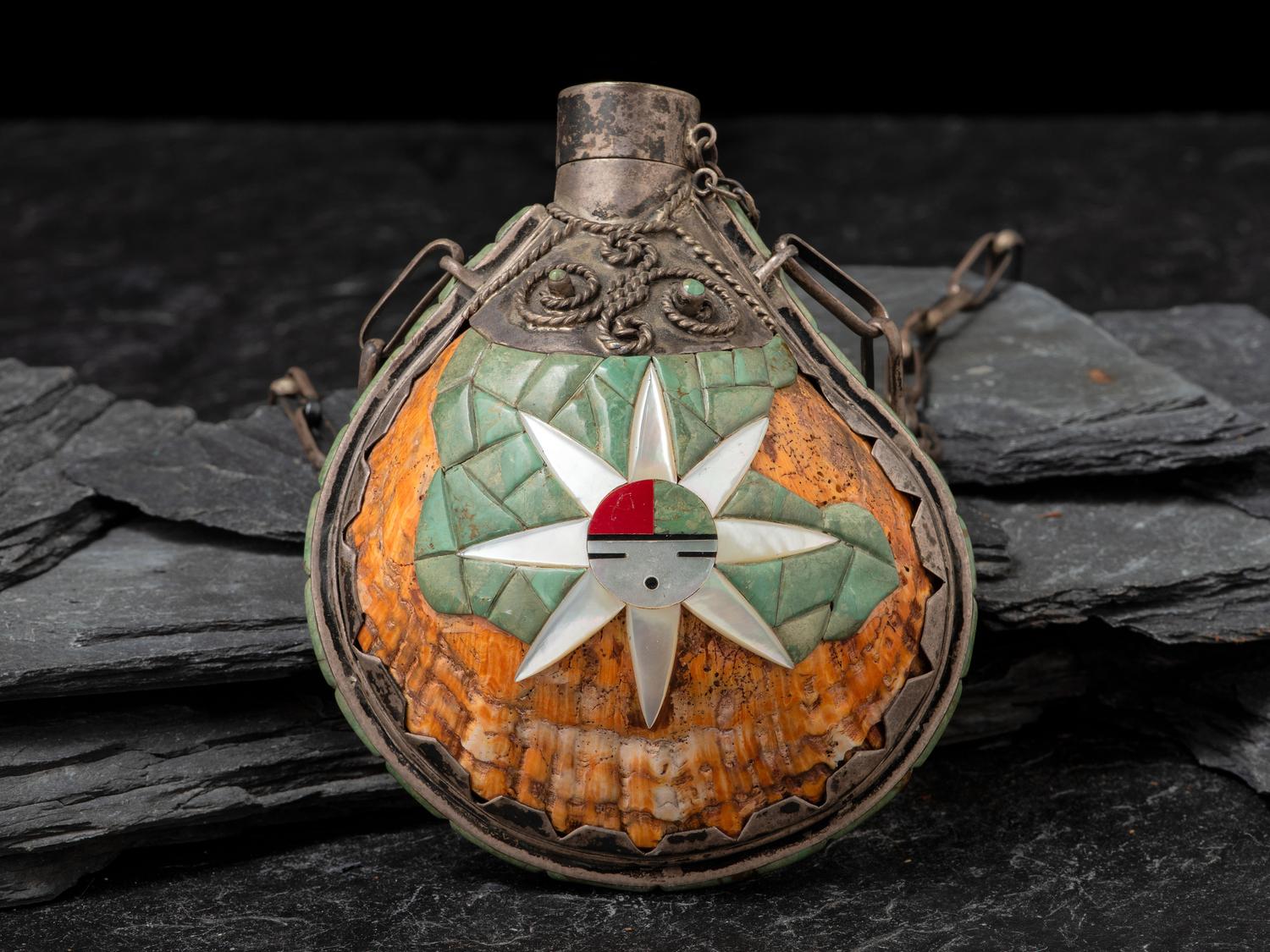 Southwestern-style Inlaid Spiny Oyster Canteen