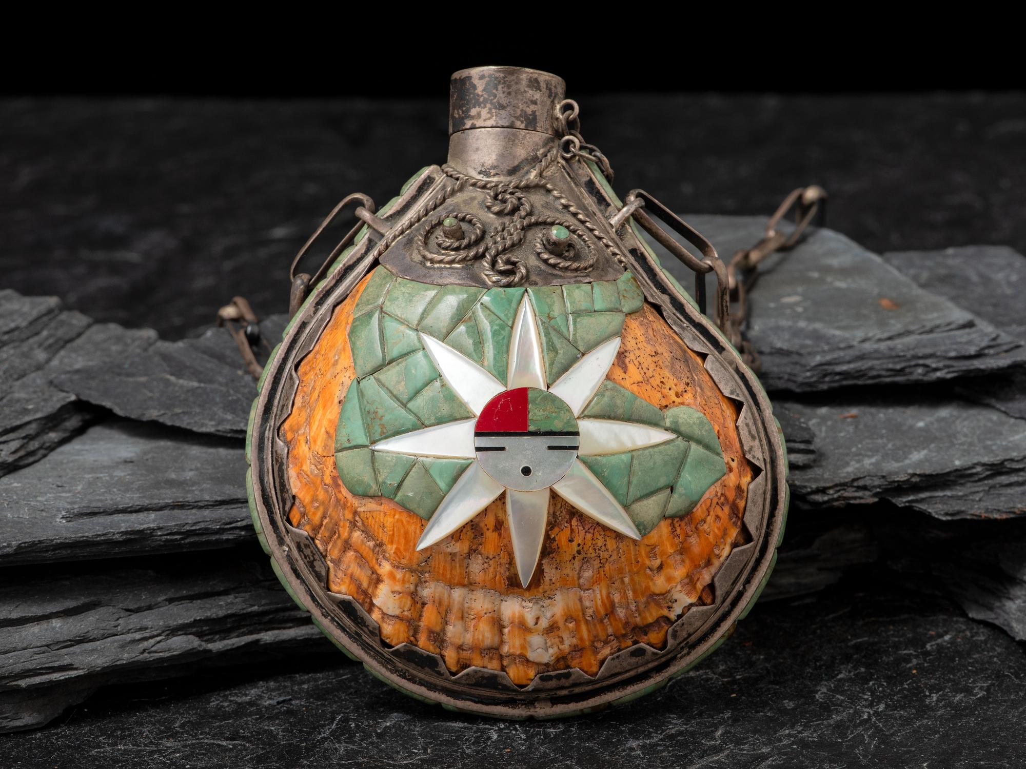 Southwestern-style Inlaid Spiny Oyster Canteen