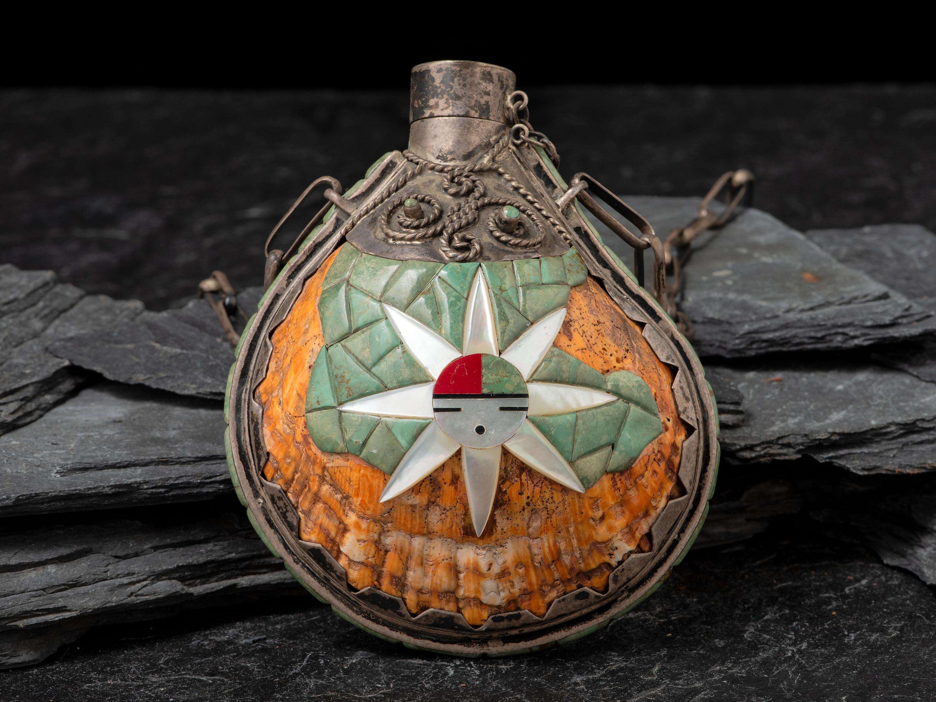 Southwestern-style Inlaid Spiny Oyster Canteen