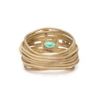 I. REISS, YELLOW GOLD, EMERALD AND DIAMOND RING