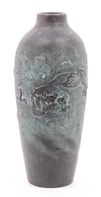A Japanese Earthenware Vase Height 9 1/4 inches.