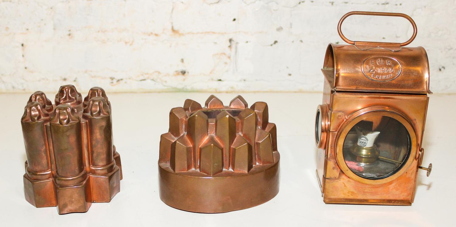 A Copper Lamp Height of first 7 3/8 inches.