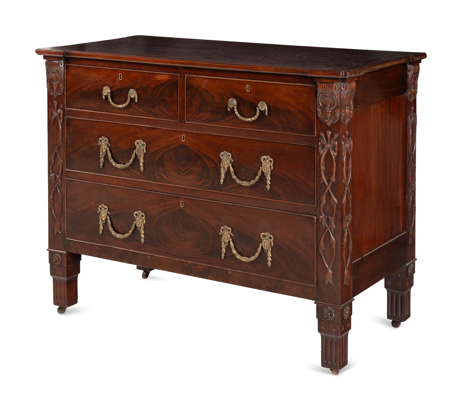 A Dutch Mahogany Chest of Drawers