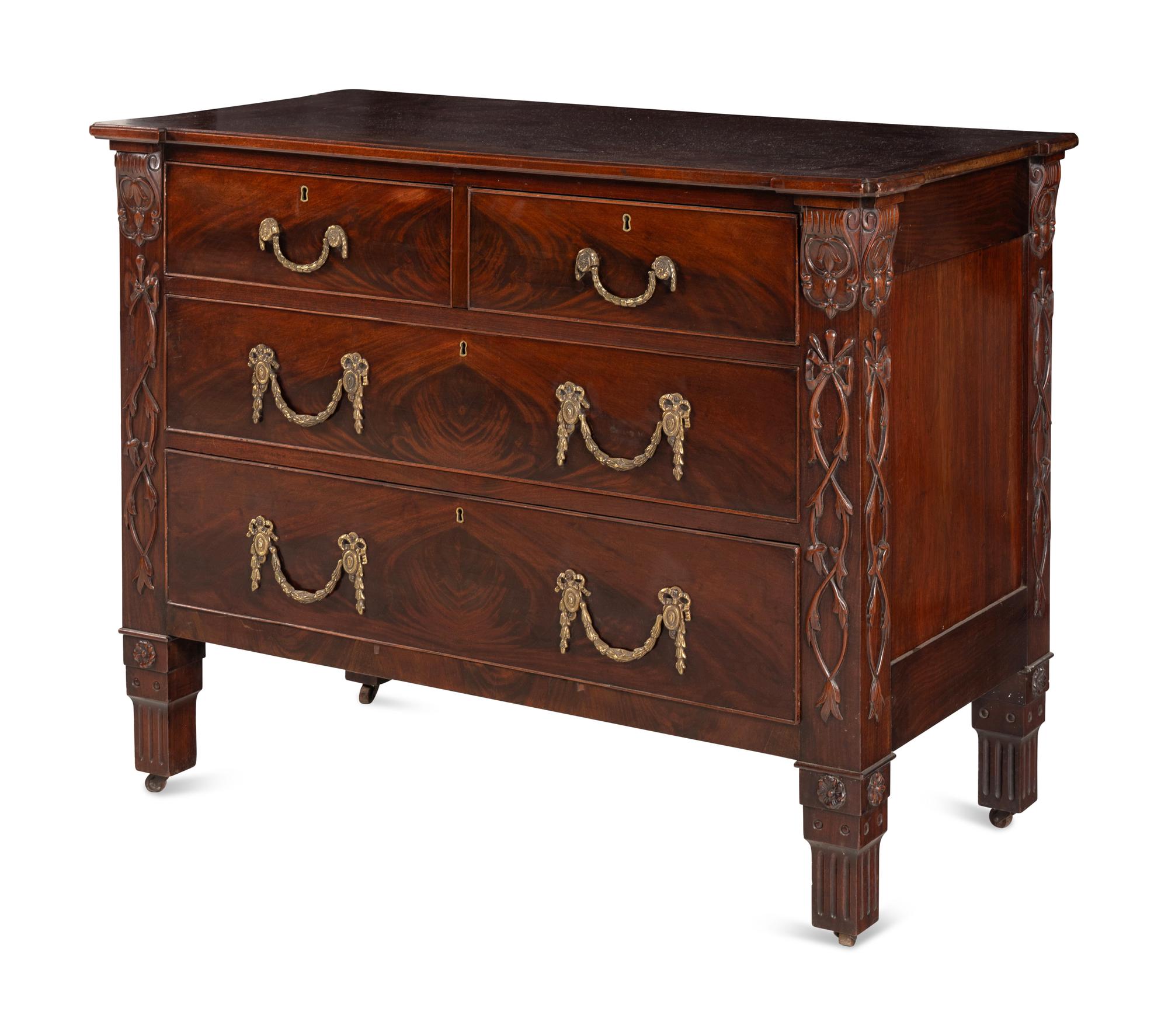 A Dutch Mahogany Chest of Drawers