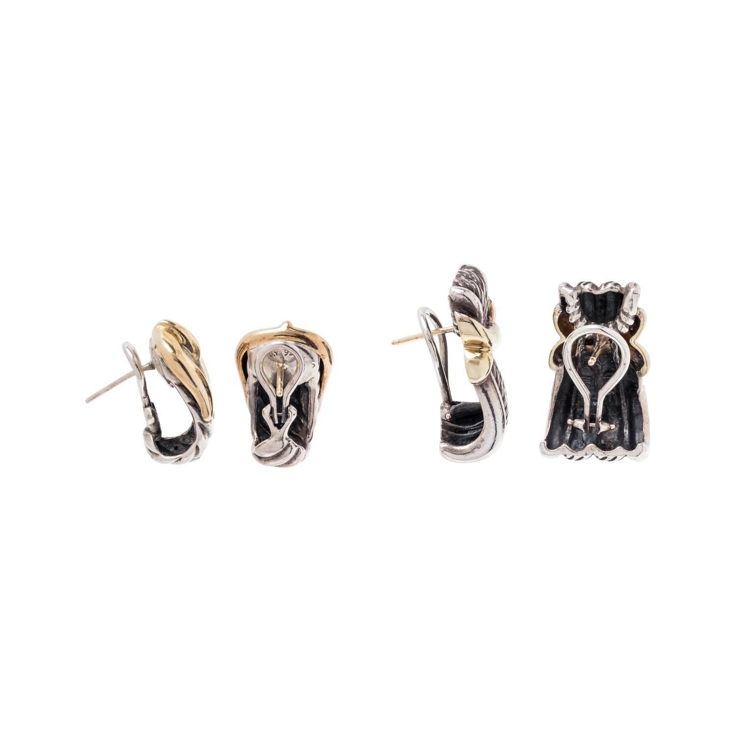 DAVID YURMAN, COLLECTION OF STERLING SILVER AND YELLOW GOLD EARCLIPS