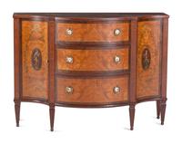 An English Mahogany, Satinwood and Porcelain-Mounted Console Cabinet