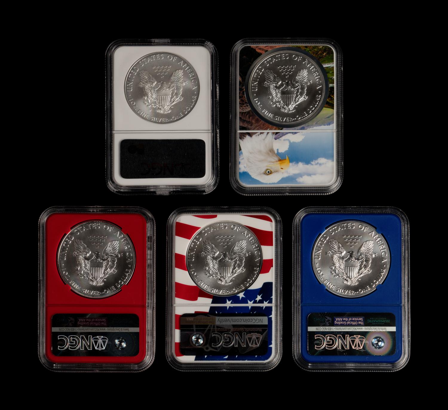 A Collection of Eighty-Six NGC Graded MS 70 Silver Eagle $1 Coins