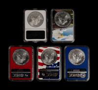 A Collection of Eighty-Six NGC Graded MS 70 Silver Eagle $1 Coins