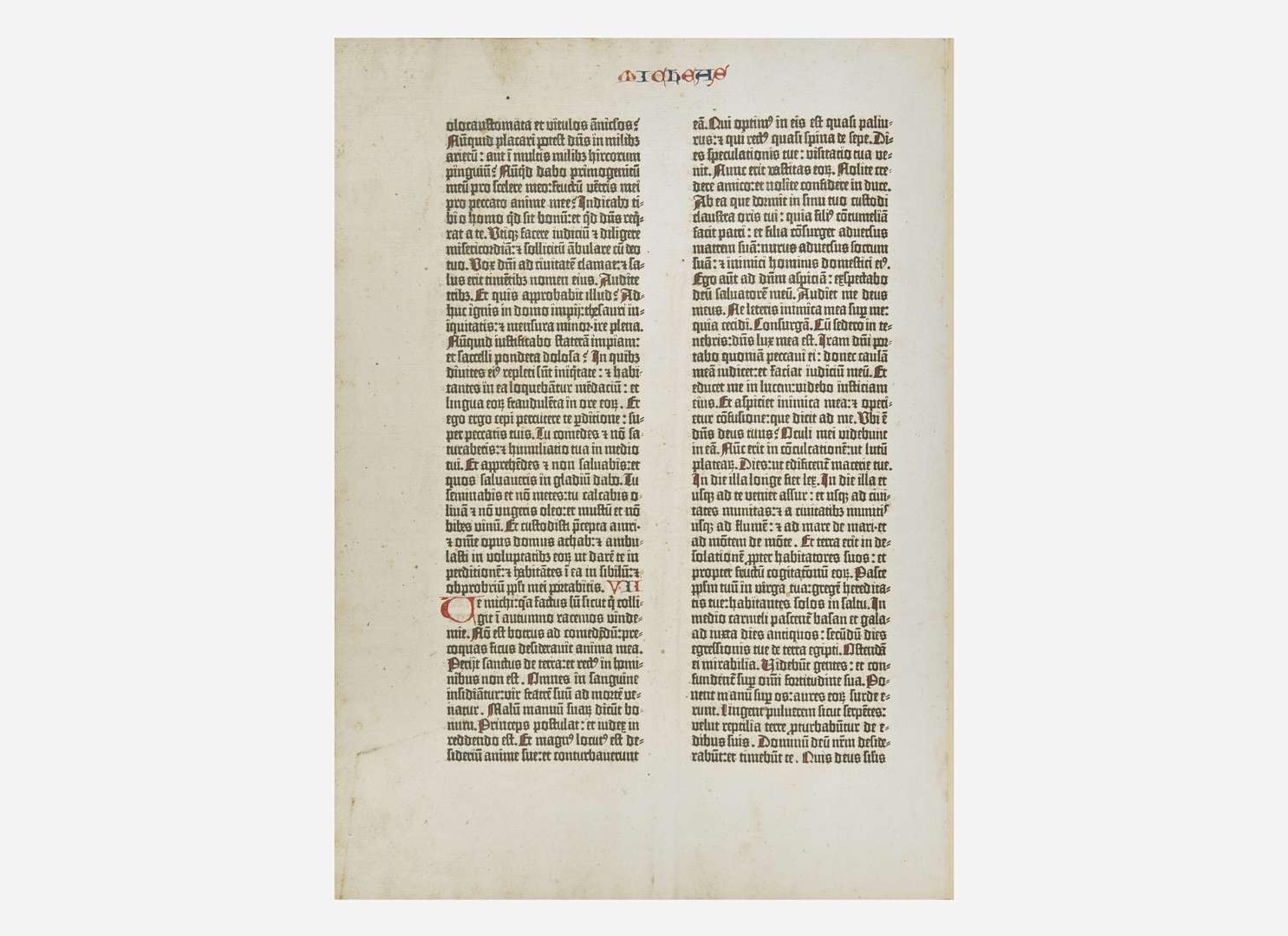 [Early Printing] Gutenberg, Johannes Leaf from the Gutenberg Bible