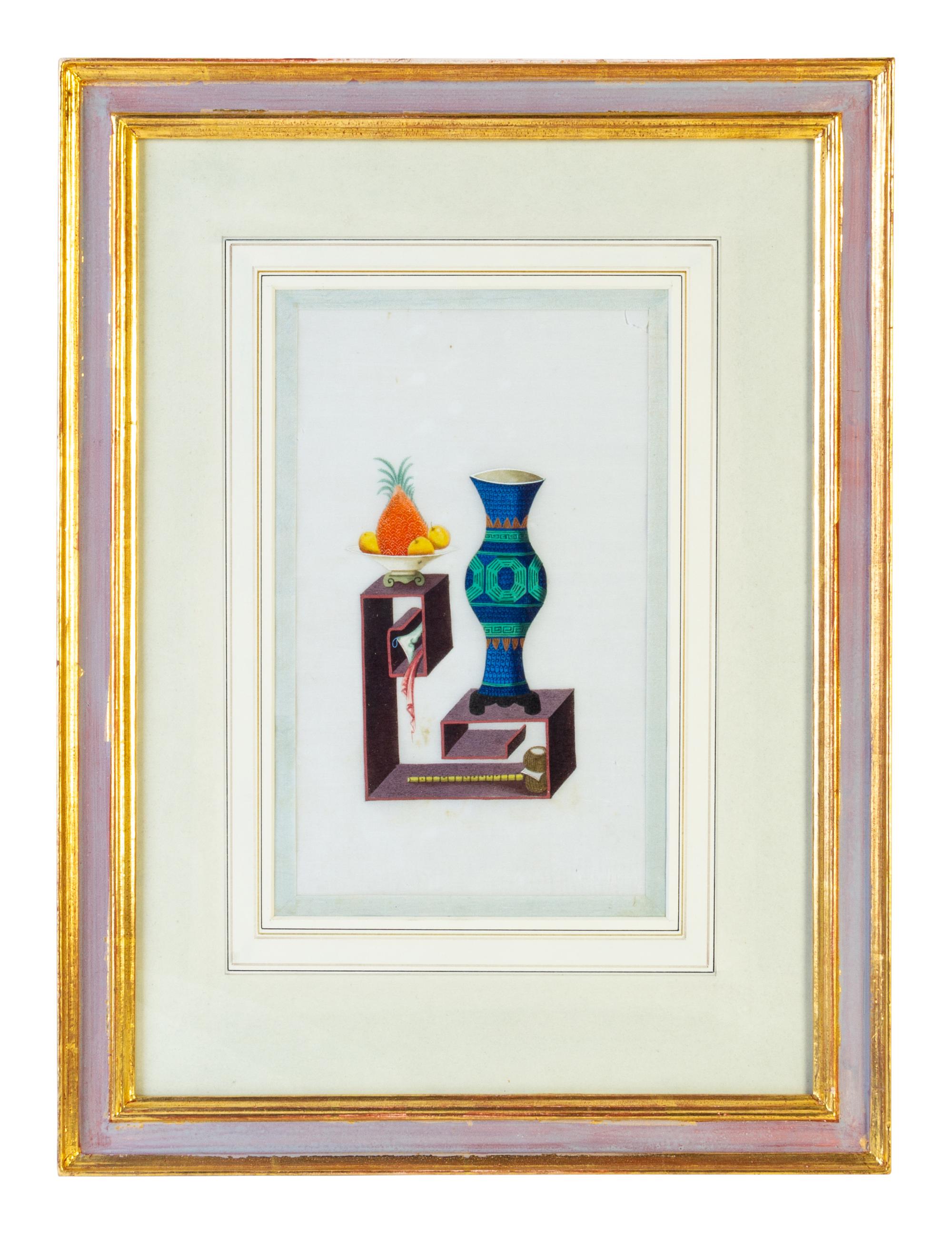 Twelve Chinese Export Painted Pith Paper Scholarly Scenes