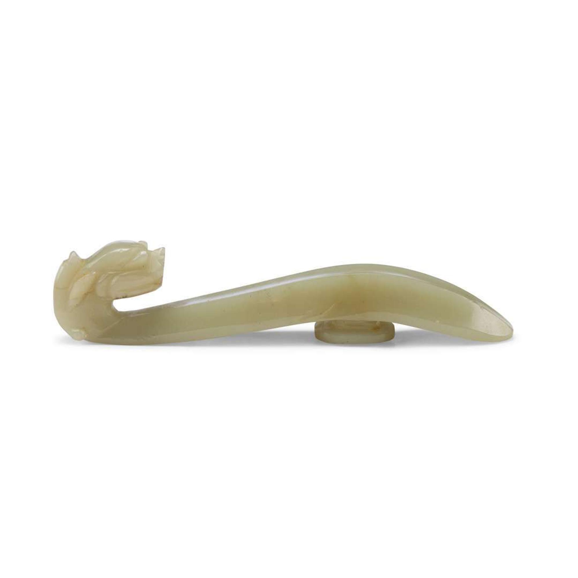 Four Pale Celadon Jade "Dragon" Belthooks, Qing Dynasty 清 青玉龍鉤四件