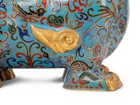 Five Chinese Turquoise Ground Cloisonné Enamel Figures of Animals