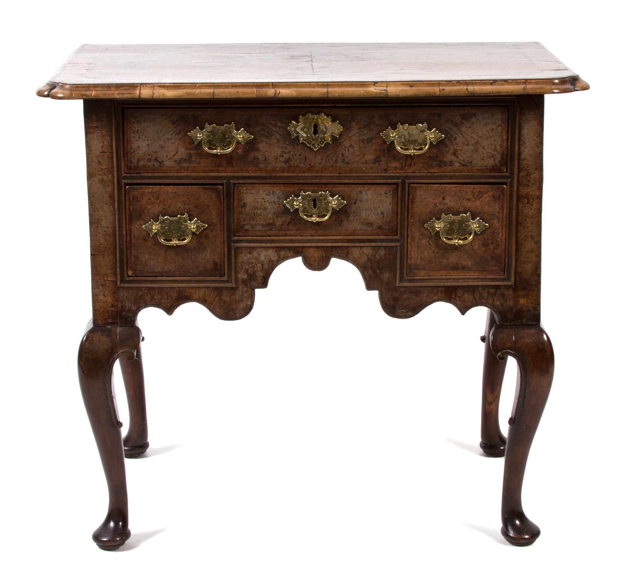 A George I Style Burl Walnut Lowboy Height 30 x width 32 x depth 19 inches. — 19TH CENTURY