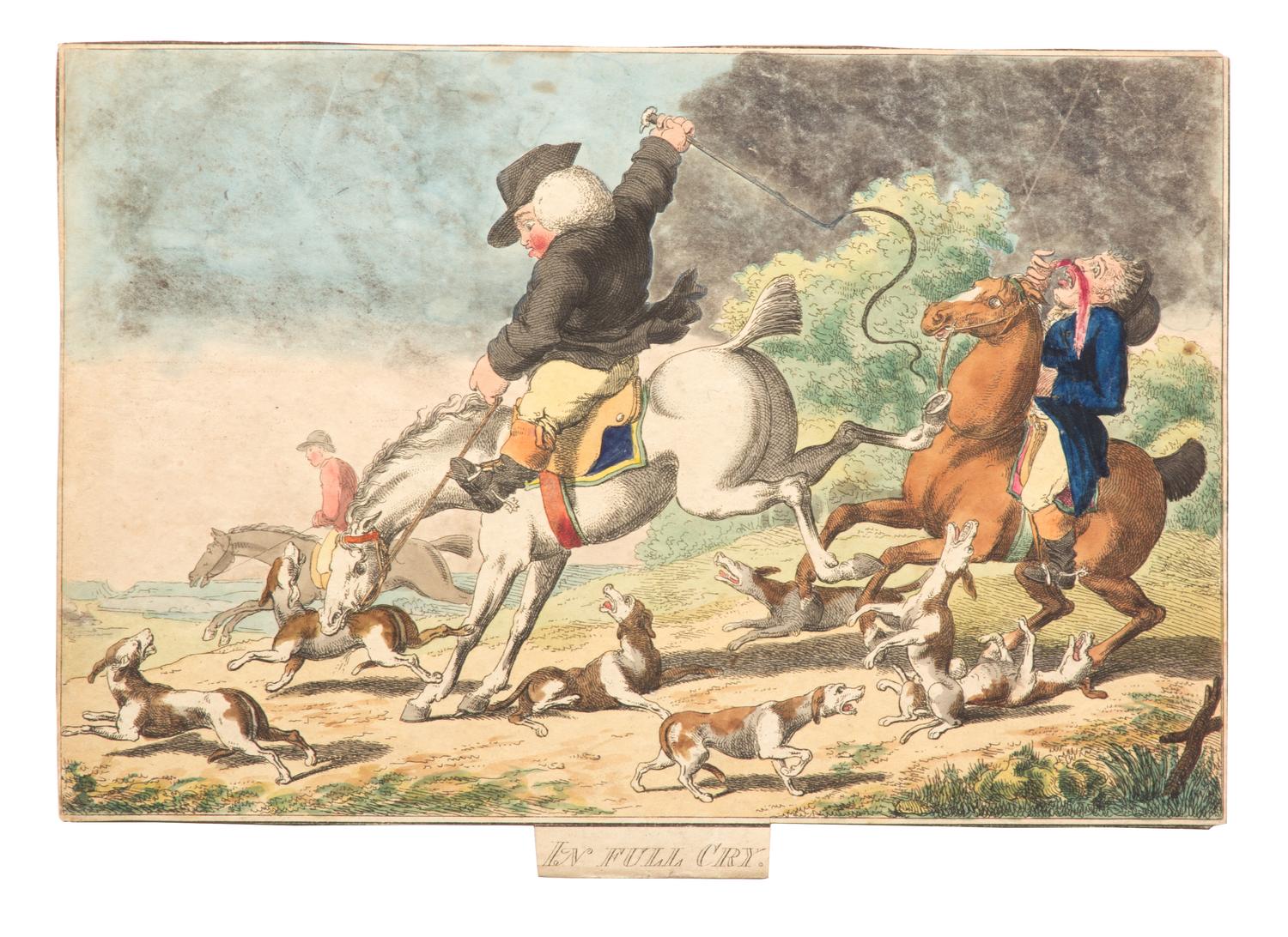 Thomas ROWLANDSON, after Image 8 1/2 x 12 3/4 inches. — In Full Cry- Throwing Off - At the Death