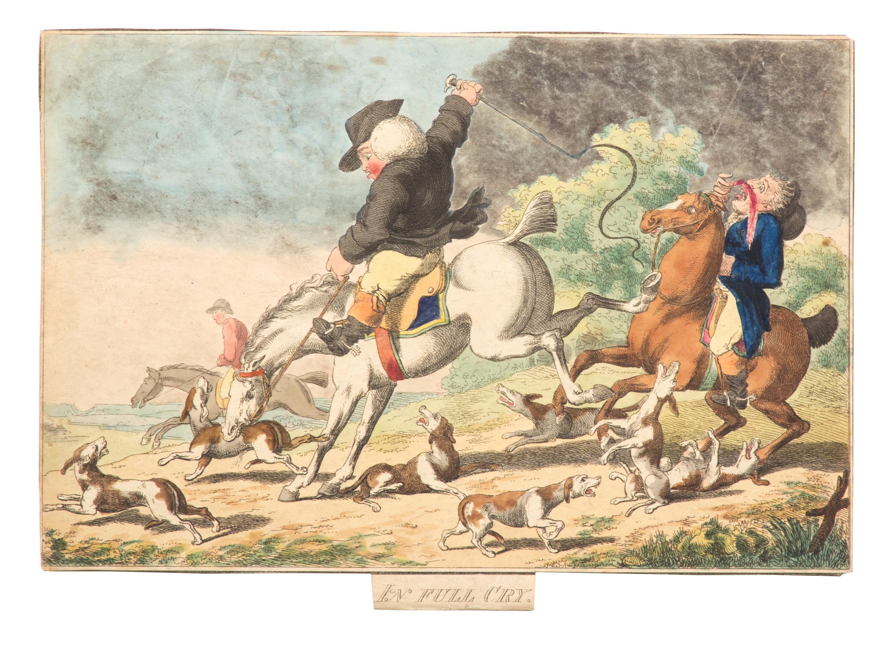 Thomas ROWLANDSON, after Image 8 1/2 x 12 3/4 inches. — In Full Cry- Throwing Off - At the Death