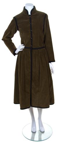 A Yves Saint Laurent Olive Green Cotton Corduroy Coat, Size 40.