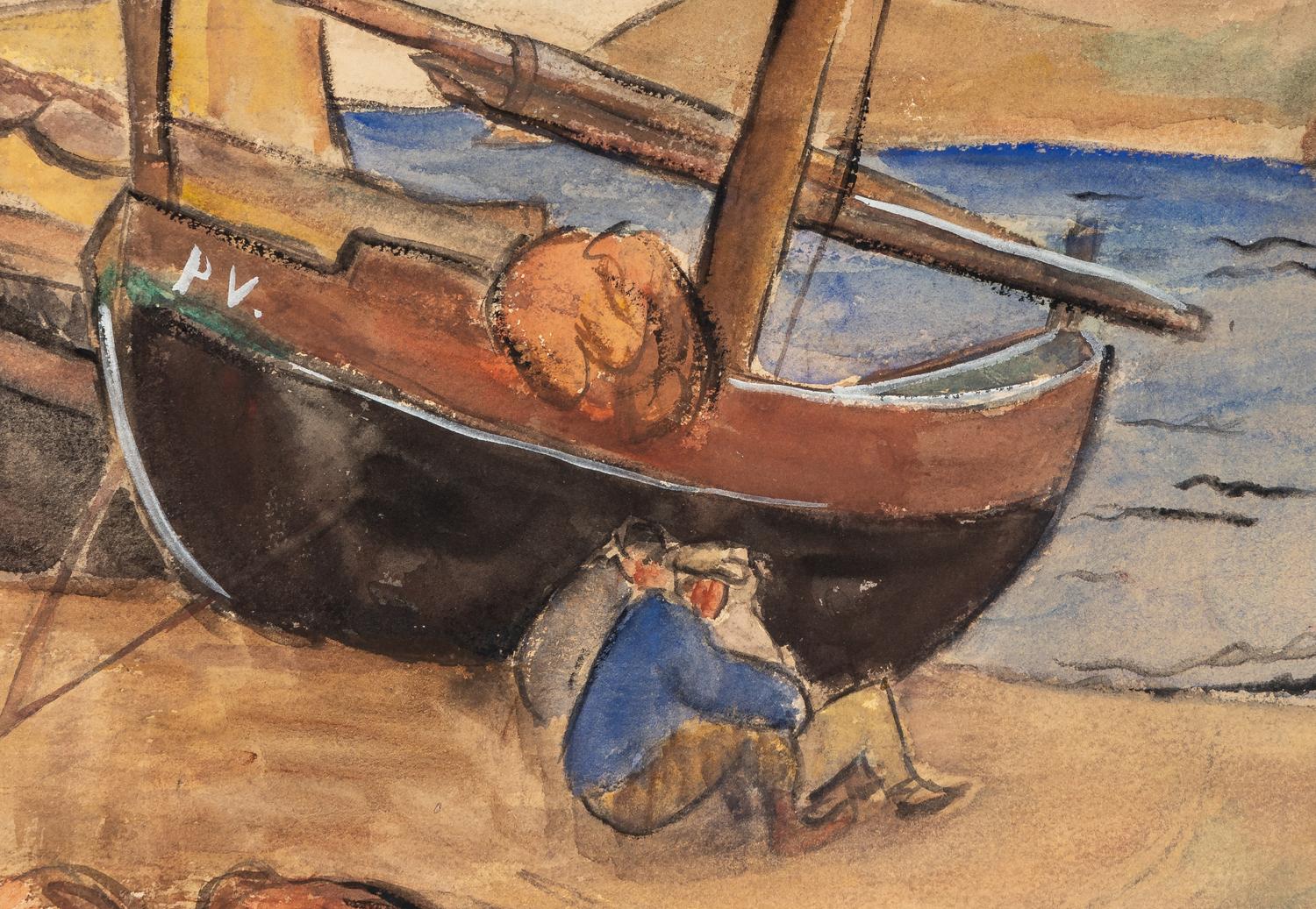 Untitled (Fishermen and Sailboat), c. 1925