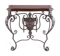 A French Style Wrought and Silvered Metal Console Table
