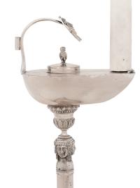 A Neoclassical Silver-Plate Library Lamp