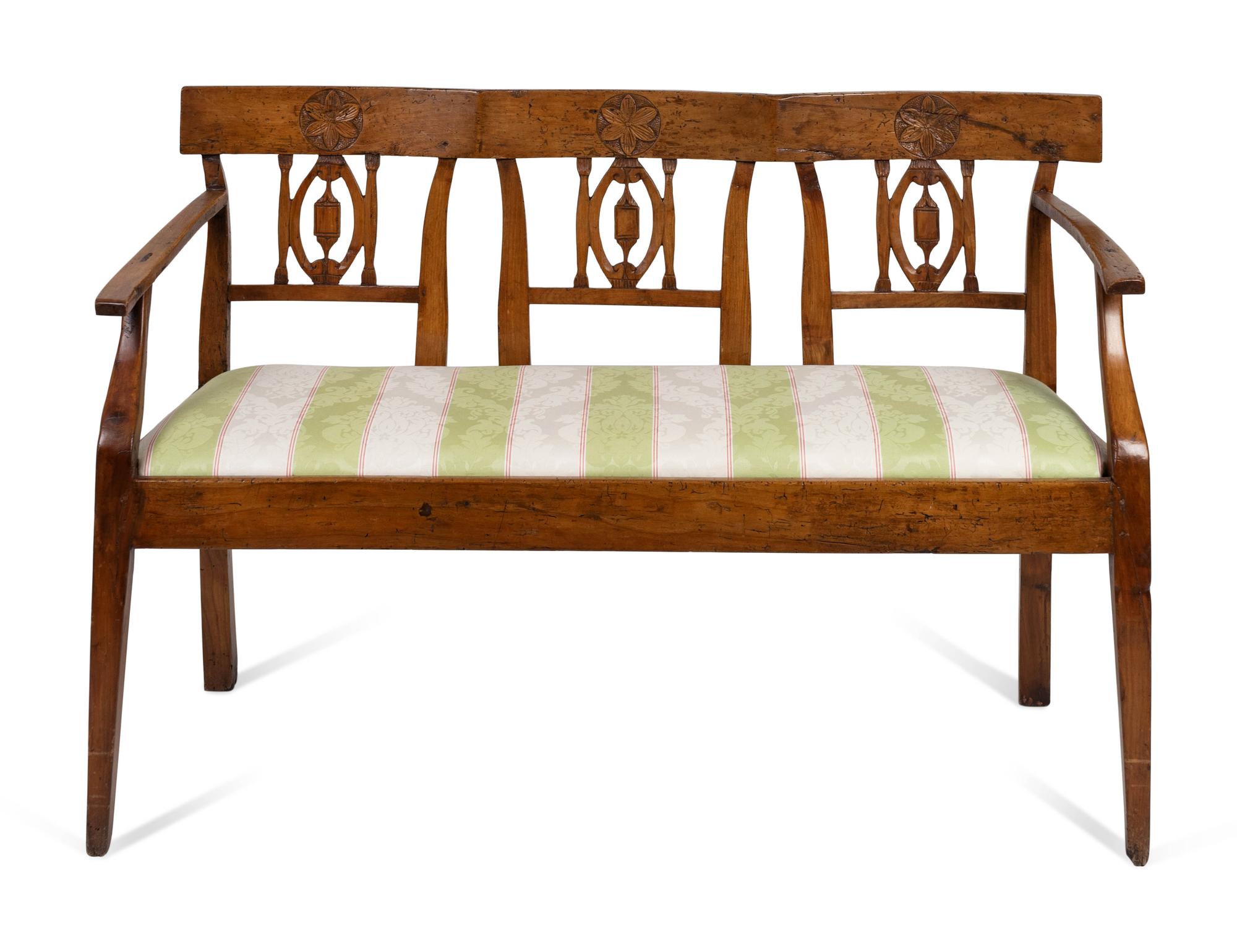 An Italian Neoclassical Style Walnut Bench — 19TH CENTURY