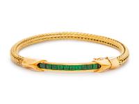 An 18 Karat Yellow Gold and Tsavorite Bracelet,