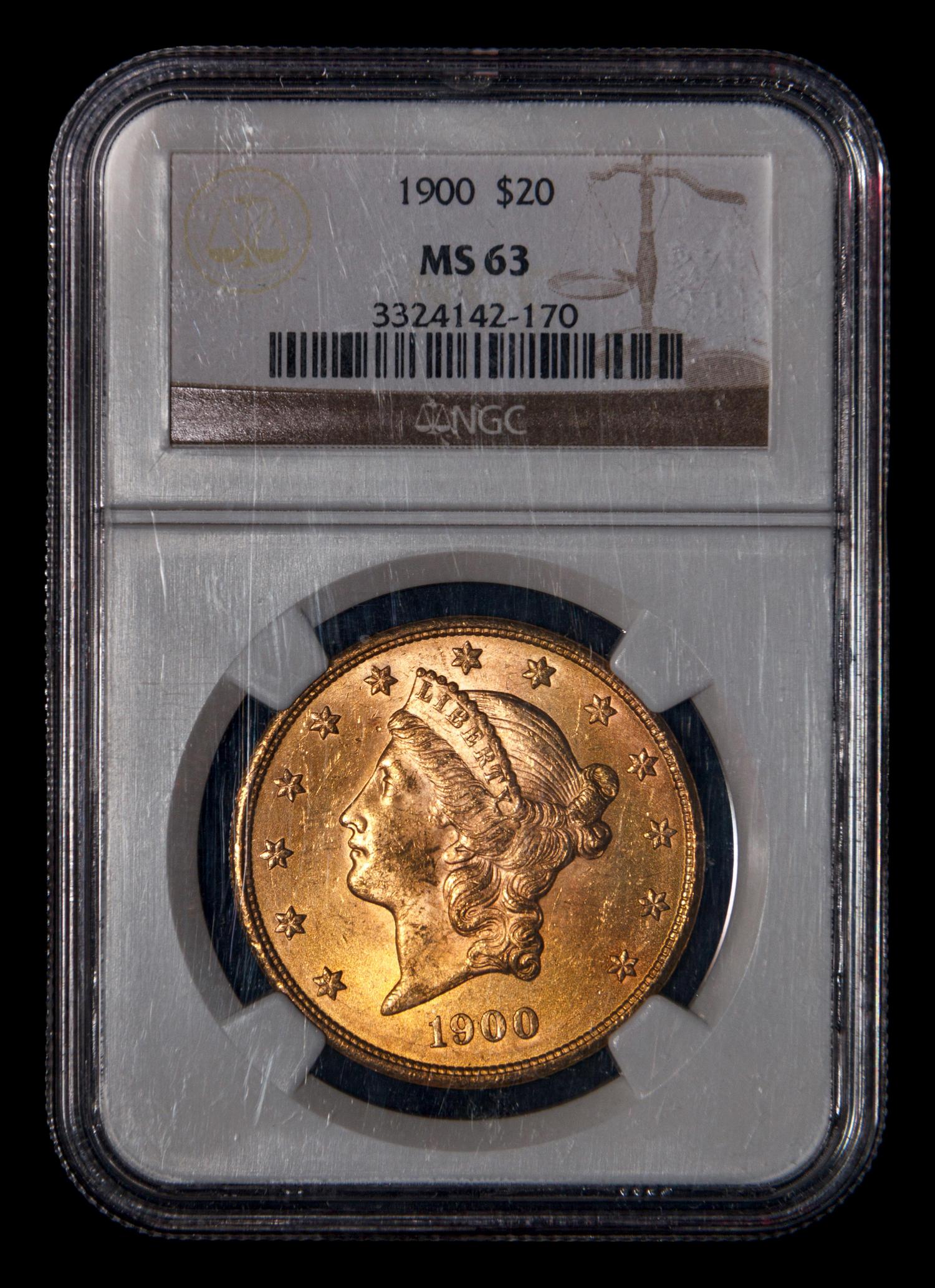 A 1900 Liberty Head $20 Gold Coin (NGC MS63)