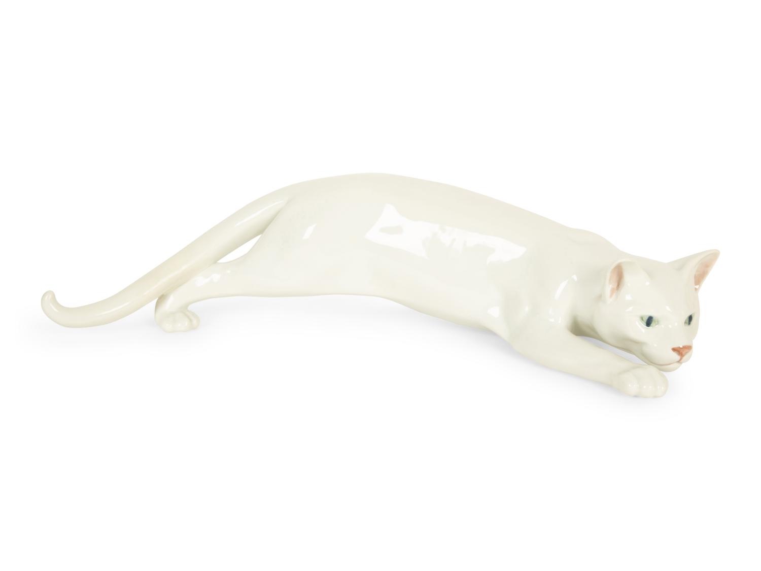 A Royal Copenhagen Porcelain Figure of a Crawling Cat