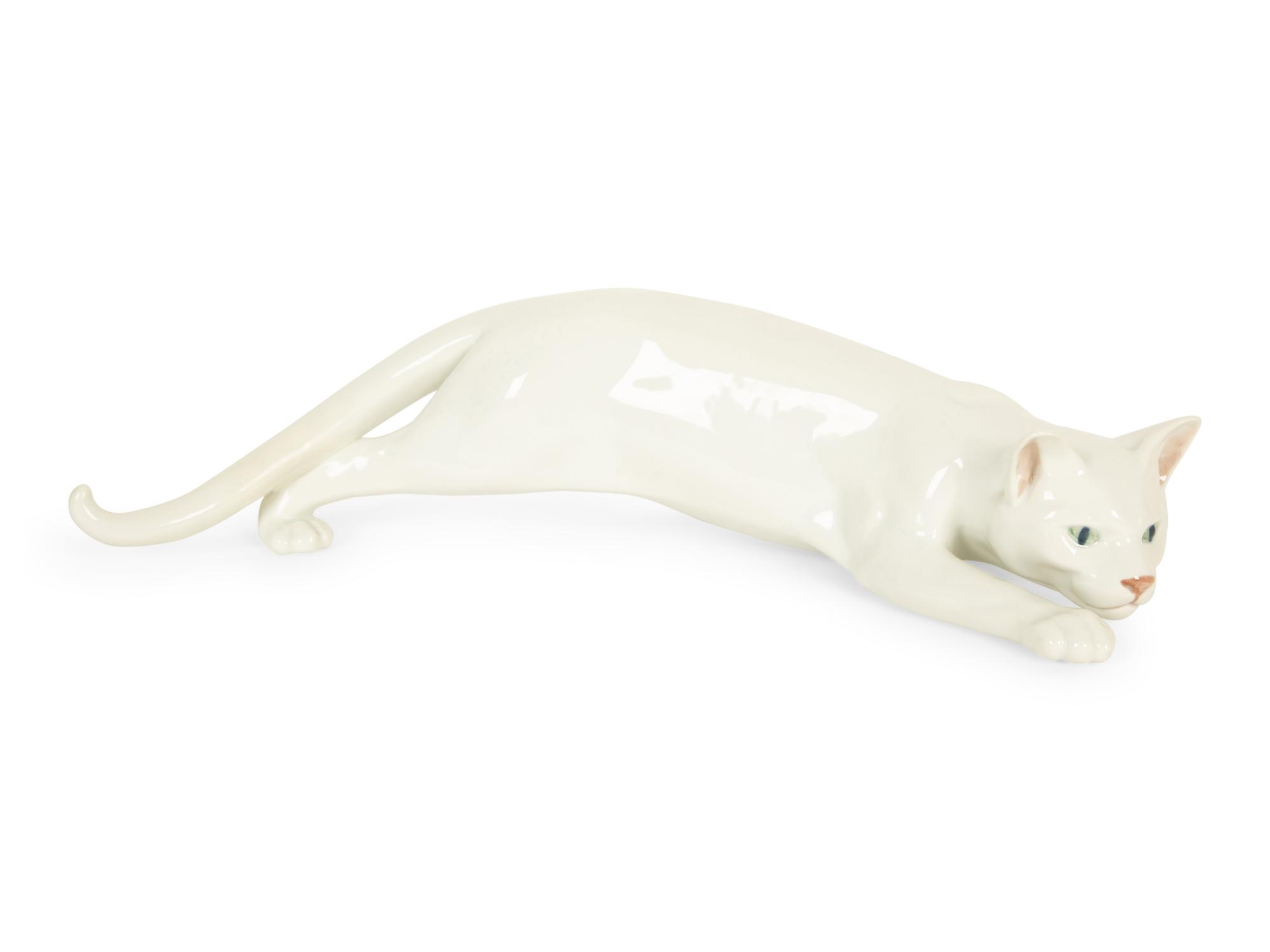 A Royal Copenhagen Porcelain Figure of a Crawling Cat