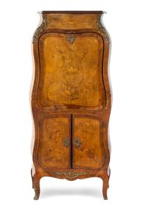 A Louis XV Style Gilt Bronze Mounted Marquetry Secretaire a Abattant