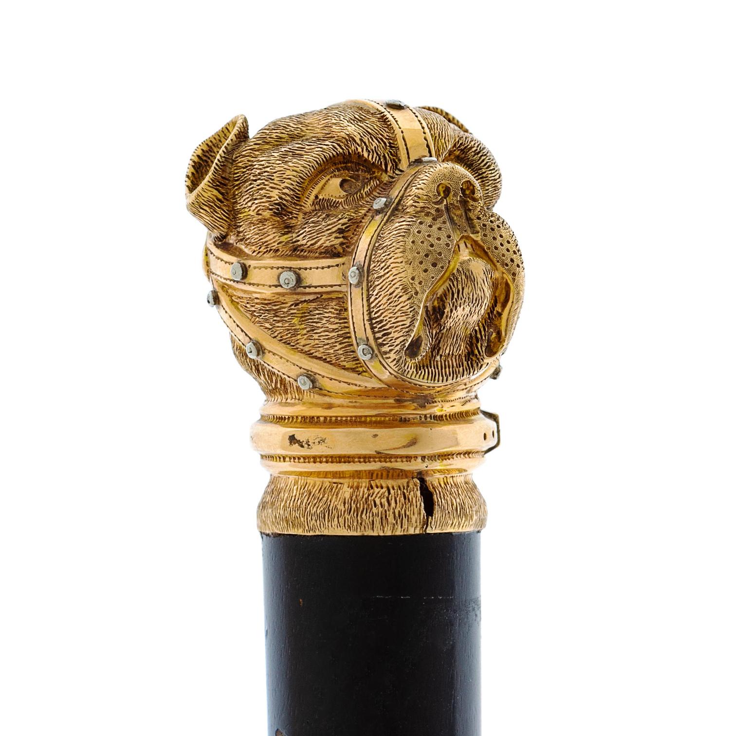A 14-Karat Gold Zoomorphic Walking Stick
