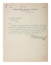[NATIVE AMERICANS] -- [HENDERSON, Daniel B. (1862-1940)]. An archive of letters and documents mostly related to Henderson's work representing Native American interests, including: