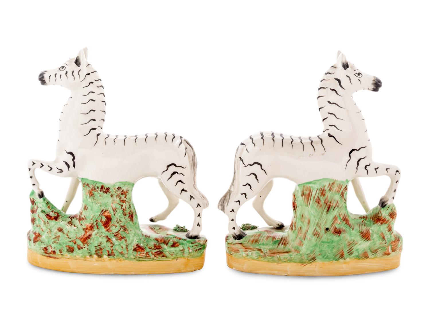 A Pair of Staffordshire Models of Zebras