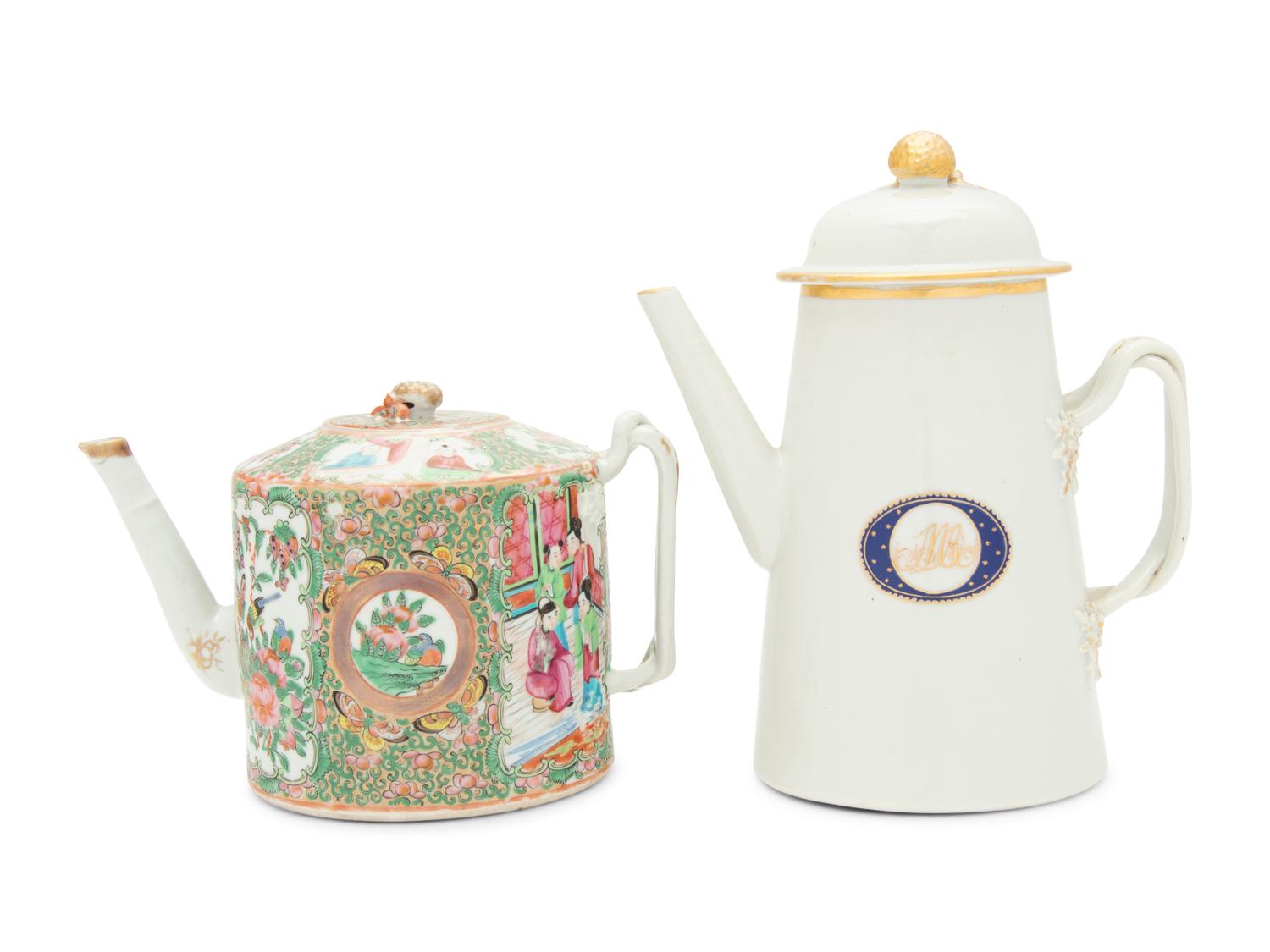 Two Chinese Export Porcelain Teapots