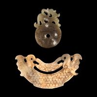 Two Chinese Archaic Style Jade Carvings, 20th Century 近代 仿古玉佩兩枚