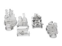 A Group of Four Silver-Plate Automotive Themed Cruet Sets