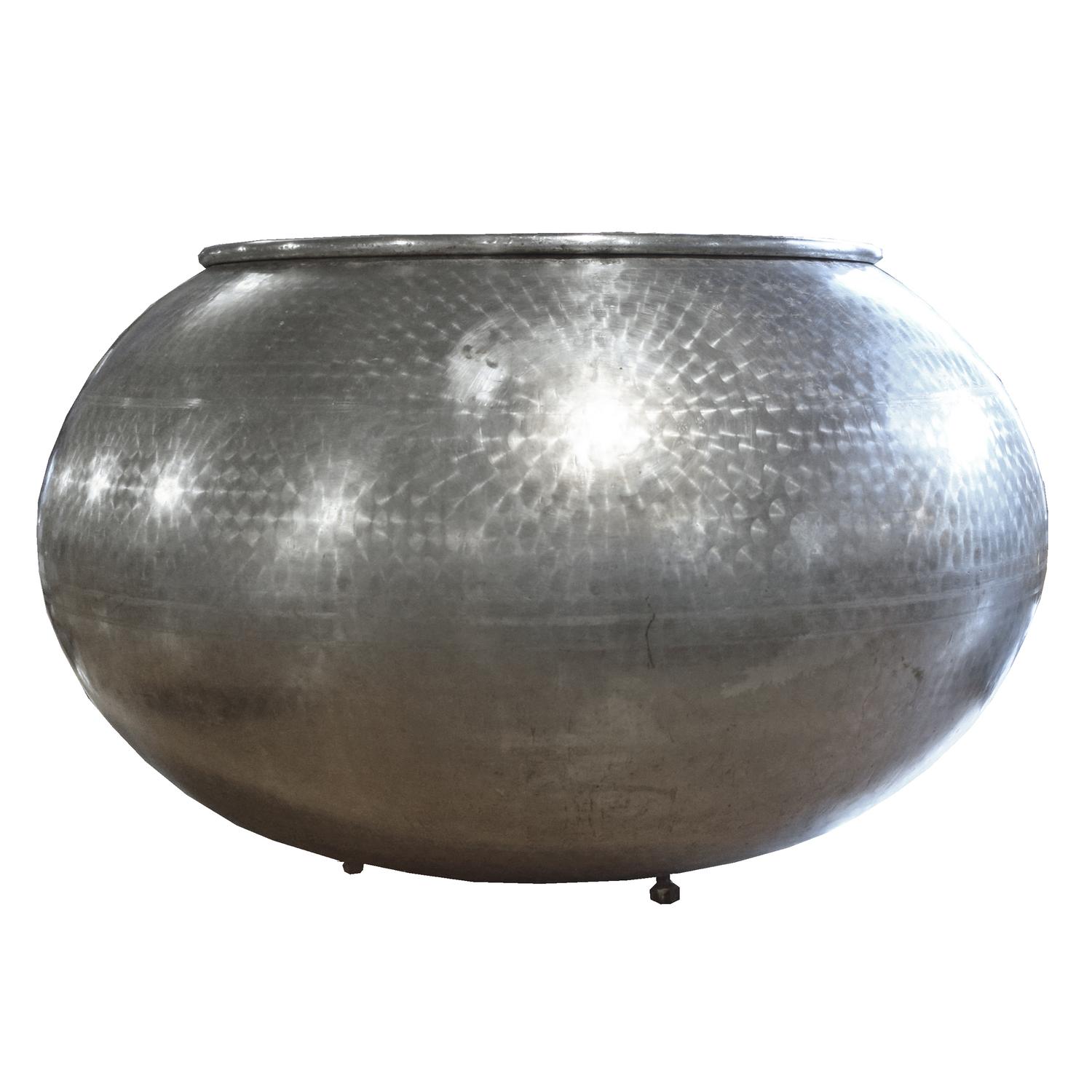 An Etched Stainless Steel Vessel 29" W x 29" D x 20" H — Italy