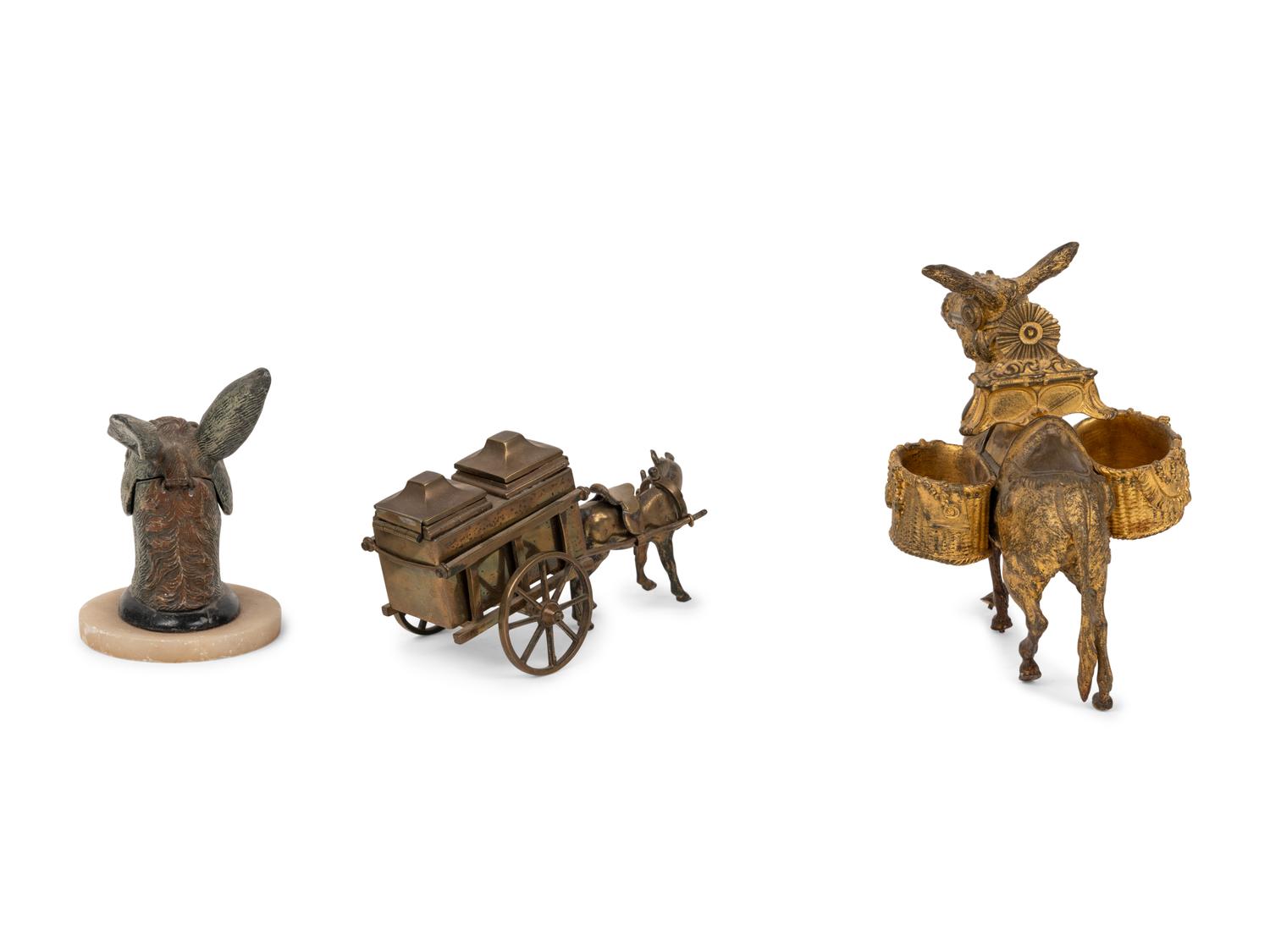 Three Continental Animal-Themed Inkwells