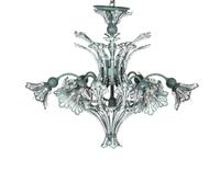 An Art Nouveau Style Glass and Beaded Six-Light Chandelier Height 23 inches. — SECOND HALF 20TH CENTURY