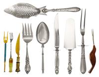 A Collection of Silver, Silver-Plate and Silvered Metal Articles, various makers, comprising brandy warmers, shot glasses and serving f
