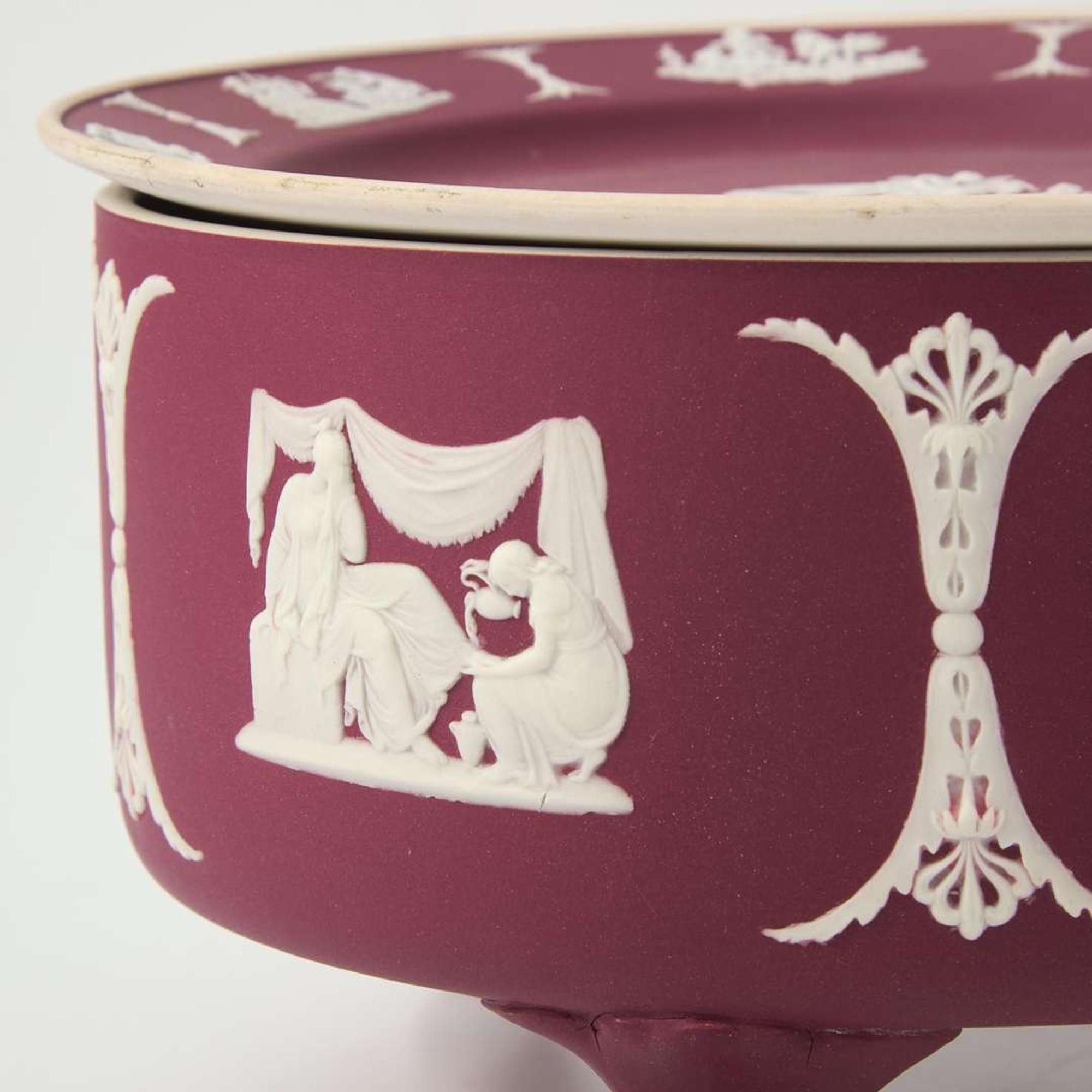 A Wedgwood Crimson Dip Jasperware Ferner and Plate UK, circa 1910