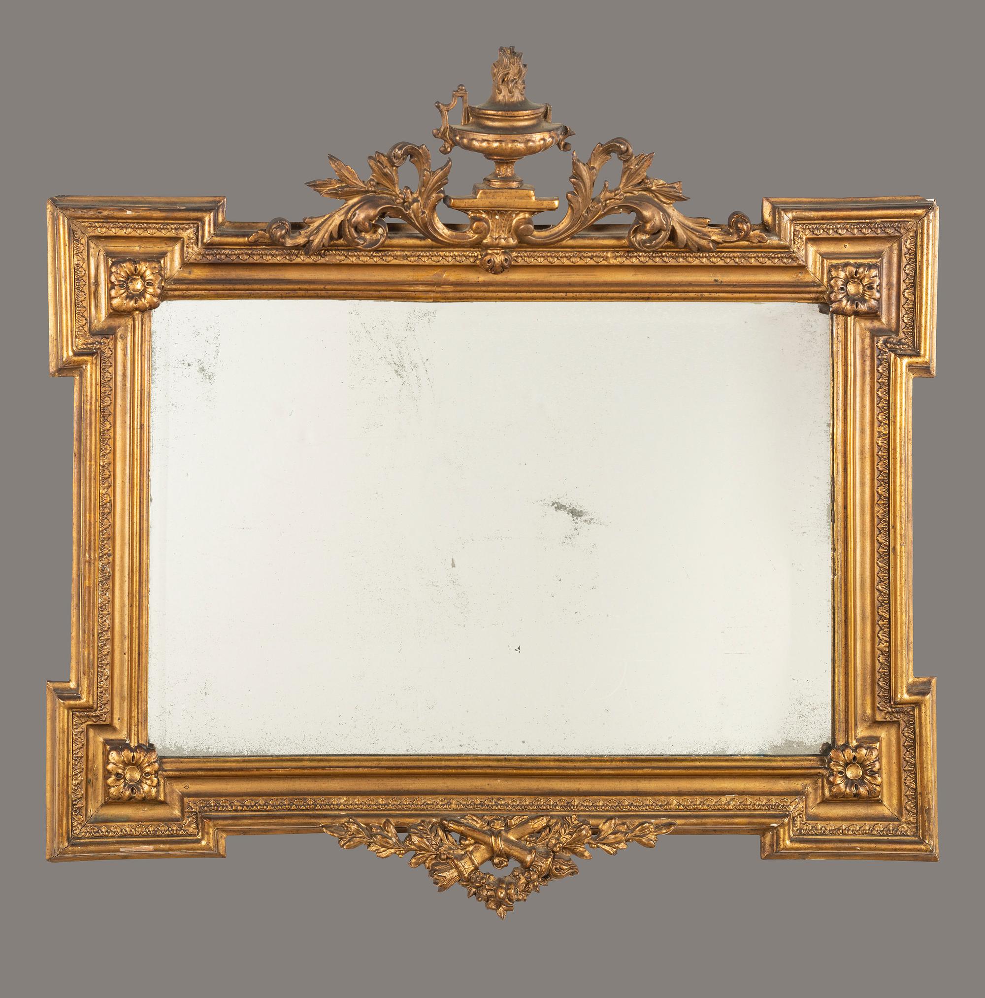 A Neoclassical Giltwood Overmantel Mirror