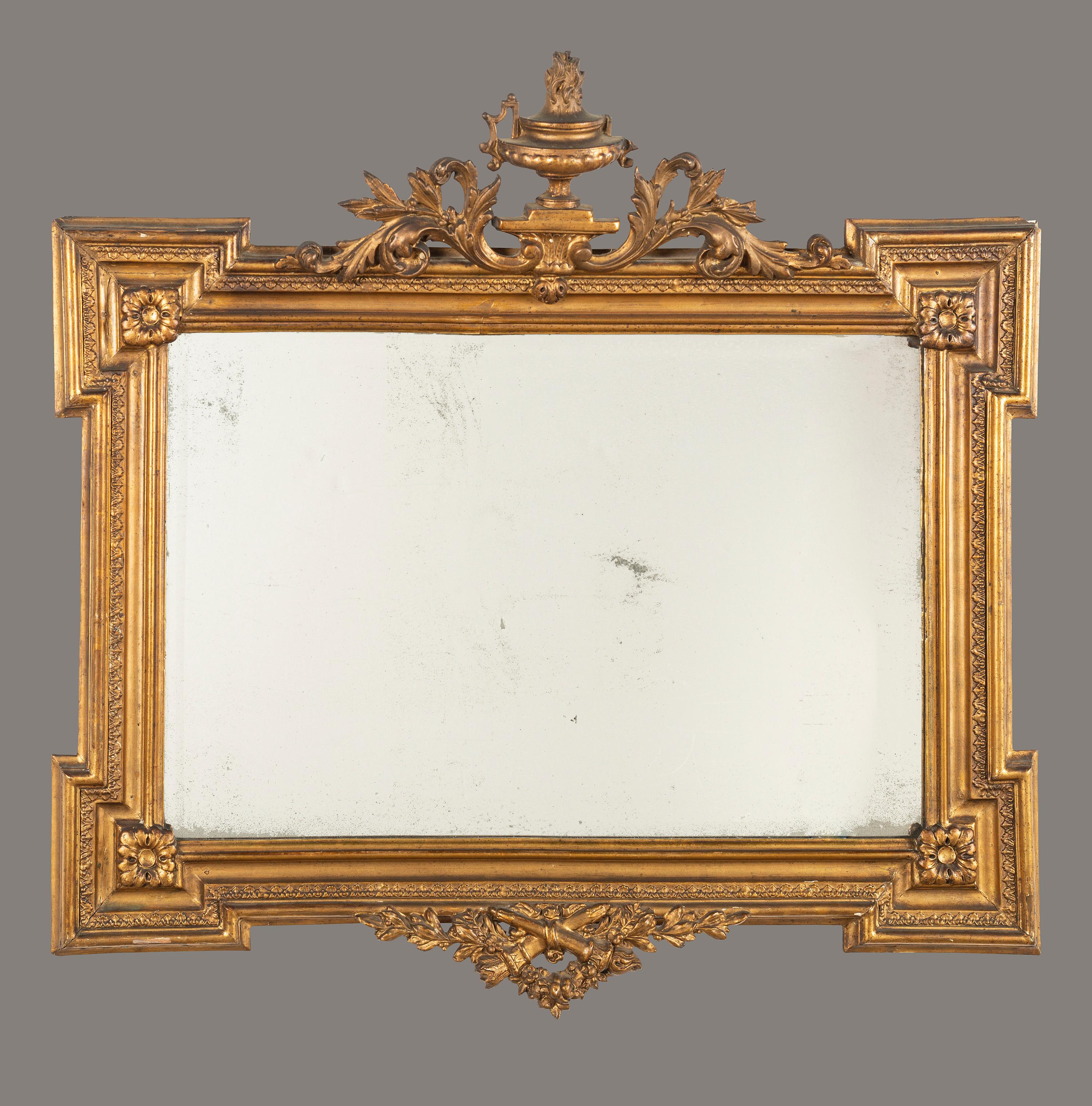 A Neoclassical Giltwood Overmantel Mirror