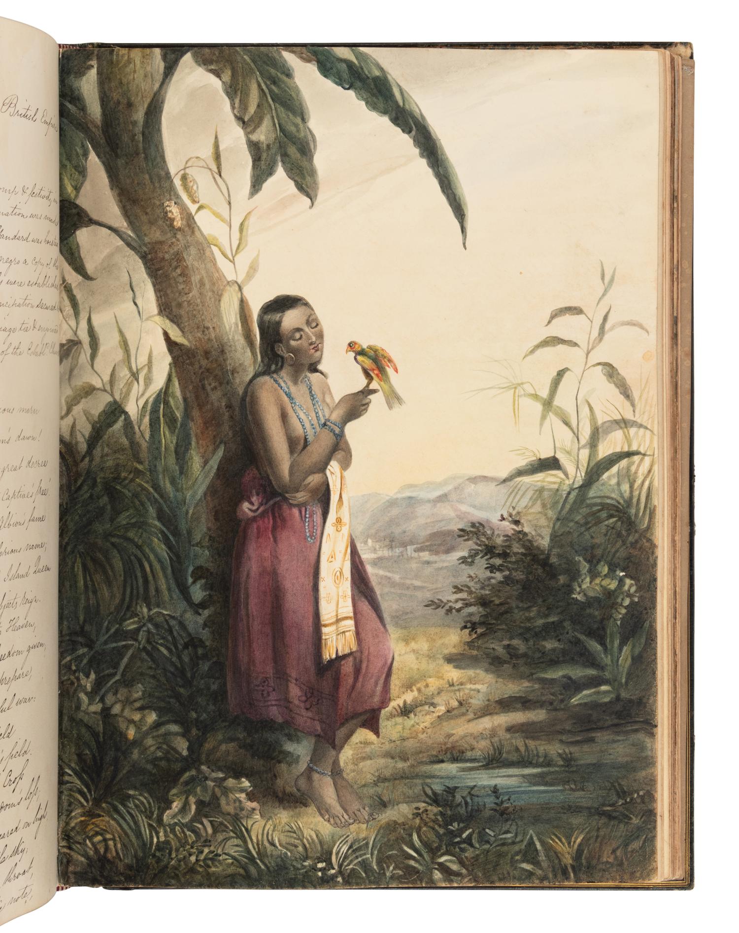 [COMMONPLACE BOOK]. A Victorian era manuscript commonplace book of verses and watercolors. Beddington, ca 1857.