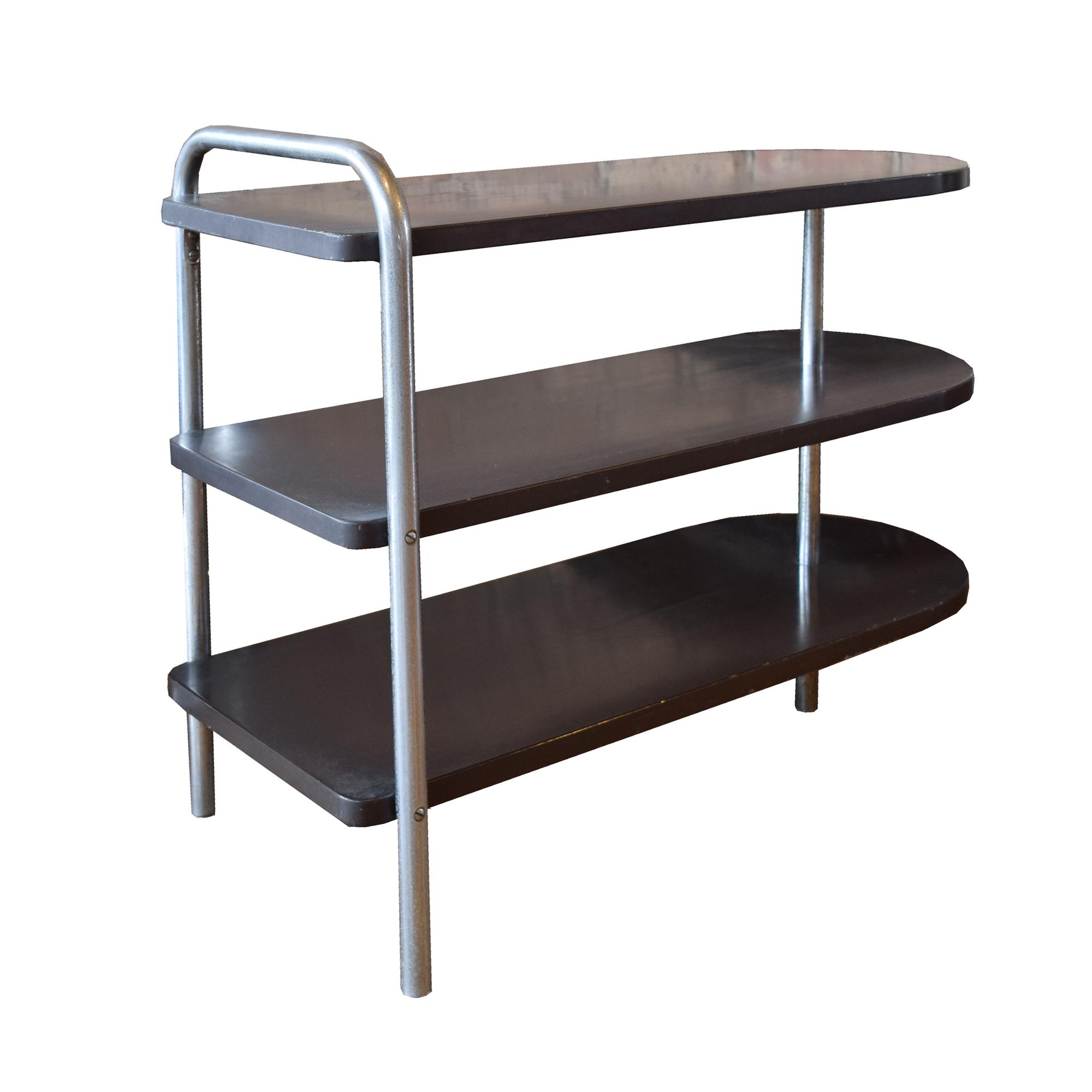 A Pair of American Three Tier Side Tables 30" W x 13.5" D x 25" H — United States, Circa 1930