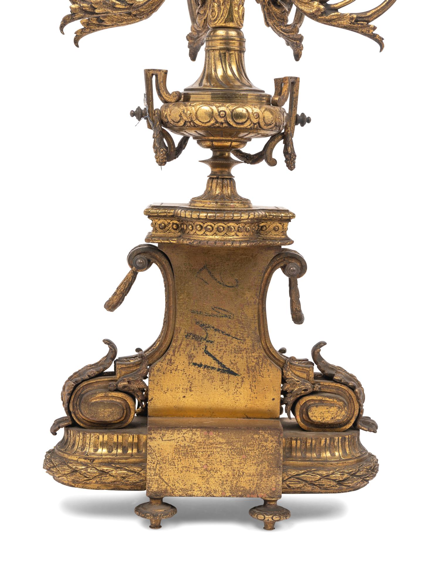 A Pair of Napoleon III Gilt Bronze Six-Light Candelabra