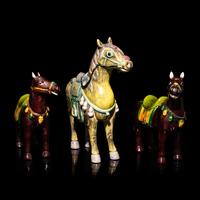 Three Chinese Enameled Porcelain Horses