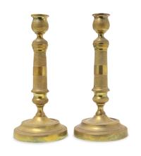 A Pair of Neoclassical Style Brass Candlesticks